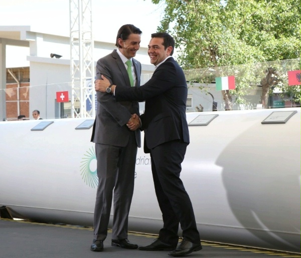 Special Envoy Hochstein and Prime Minister of Greece Alexis Tsipras participate in a ceremony marking the construction of the Trans Adriatic Pipeline (TAP).  The United States welcomes the groundbreaking on the Trans-Adriatic Pipeline (TAP) project.  TAP is the final link in the Southern Corridor Project, which will bring gas from Azerbaijan to Europe.