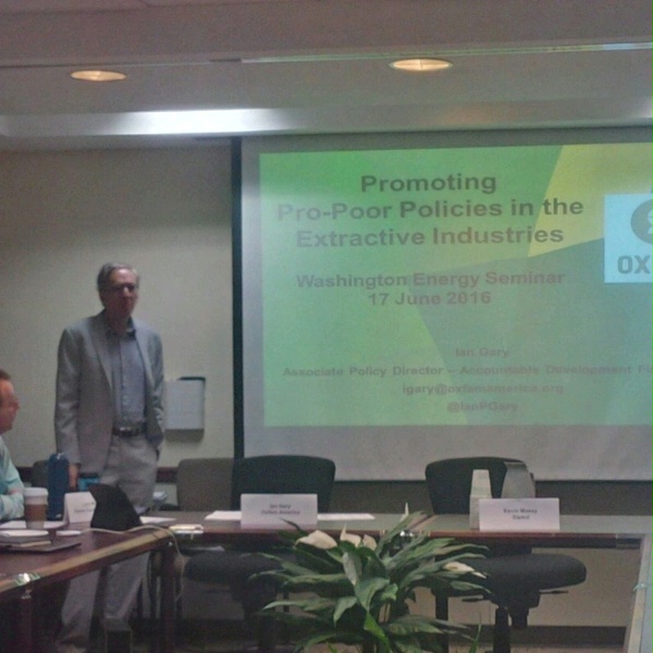 Oxfam Policy Director Ian Gary provides perspectives of the transparency in extractives sector for State Department Energy Offices. 