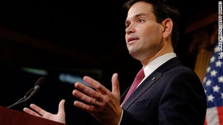 Sen. Marco Rubio (R-FL) reacts to U.S. President Barack Obama&#39;s announcement about revising policies on U.S.-Cuba relations on December 17, 2014 in Washington, DC.