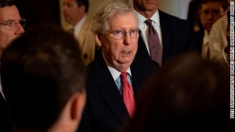 WASHINGTON, DC - JULY 16: Senate Majority Leader, Mitch McConnell (R-KY), speaks to the media during a press conference following the Senate Republican Leadership lunches on July 16, 2019 in Washington, DC. (Photo by Pete Marovich/Getty Images)