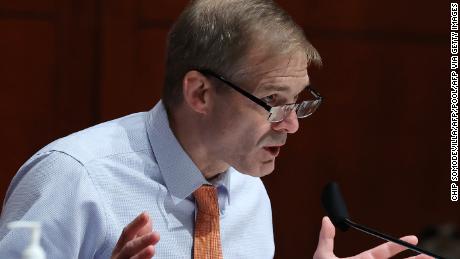 Rep. Jim Jordan (R-OH) questions Attorney General William Barr before the House Judiciary Committee hearing in the Congressional Auditorium at the US Capitol Visitors Center July 28, 2020 in Washington, DC. - In his first congressional testimony in more than a year, Barr is expected to face questions from the committee about his deployment of federal law enforcement agents to Portland, Oregon, and other cities in response to Black Lives Matter protests; his role in using federal agents to violently clear protesters from Lafayette Square near the White House last month before a photo opportunity for President Donald Trump in front of a church; his intervention in court cases involving Trump&#39;s allies Roger Stone and Michael Flynn; and other issues. (Photo by Chip Somodevilla / POOL / AFP) (Photo by CHIP SOMODEVILLA/POOL/AFP via Getty Images)