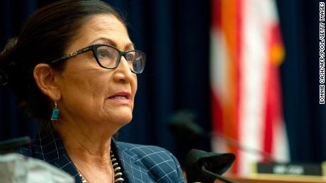 Representative Debra Haaland (D-NM) speaks  during a House Natural Resources Committee hearing on &quot;The US Park Police Attack on Peaceful Protesters at Lafayette Square&quot;, on Capitol Hill in Washington, DC, on June 29, 2020. 