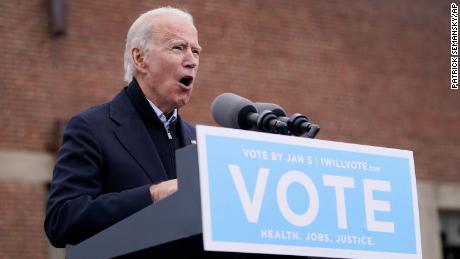 President-elect Joe Biden speaks at a drive-in rally for Georgia Democratic candidates for U.S. Senate Raphael Warnock and Jon Ossoff, Tuesday, Dec. 15, 2020, in Atlanta. 