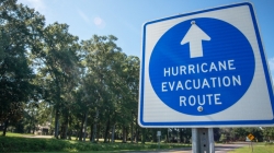 Hurricane emergency route sign. 