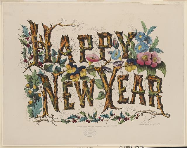 Happy New Year Postcard from the Library of Congress