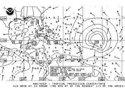 A National Weather Service graphical sea state analysis over the Atlantic Ocean