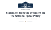 Statement from the President on the National Space Policy