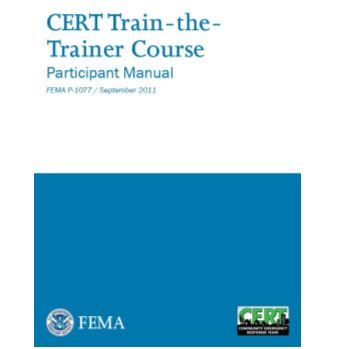 Cover page for CERT Train the Trainer Course Participant Manual (2012)