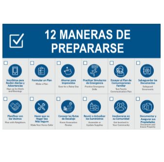 Cover page for 12 Maneras de Prepararse: Spanish – 12 Ways to Prepare Postcard