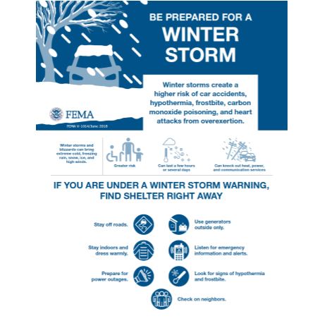 Cover page for Winter Storm Info Sheet
