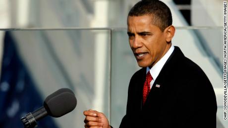 WASHINGTON - JANUARY 20:  U.S President Barack Obama gives his inaugural address during his inauguration as the 44th President of the United States of America on the West Front of the Capitol January 20, 2009 in Washington, DC. Obama becomes the first African-American to be elected to the office of President in the history of the United States.  (Photo by Chip Somodevilla/Getty Images)