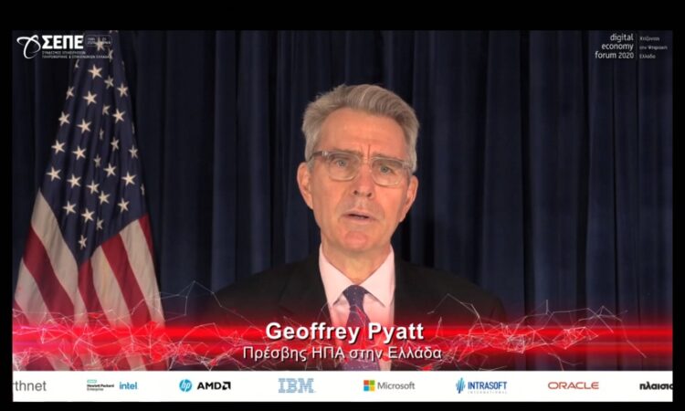Ambassador Pyatt delivers remarks at Digital Economy Forum 2020 (screenshot)
