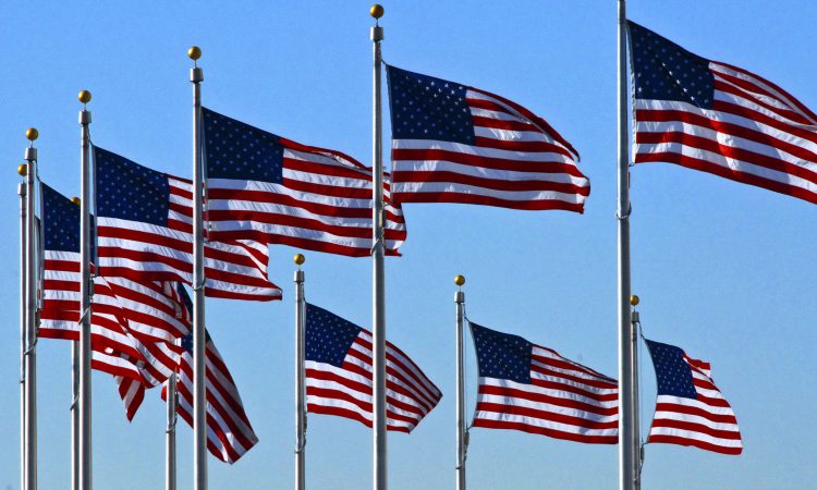 9 American Flags flying