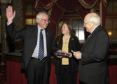 Senator Sanders swearing into office with his wife