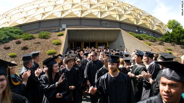 Graduates from a community college.