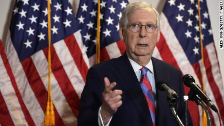 WASHINGTON, DC - MAY 12:  U.S. Senate Majority Leader Sen. Mitch McConnell (R-KY) speaks to members of the press after the weekly Senate Republican Policy Luncheon at Hart Senate Office Building May 12, 2020 on Capitol Hill in Washington, DC. Senate Republicans held the weekly luncheon to discuss their agenda.  (Photo by Alex Wong/Getty Images)