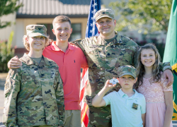 The Derda family following a joint promotion ceremony on Sept. 2, 2020, at Camp Murray, Washington. Photo: National Guard