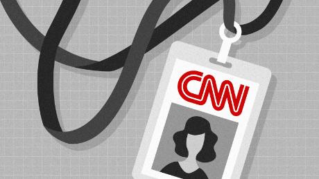 A CNN press badge and lanyard