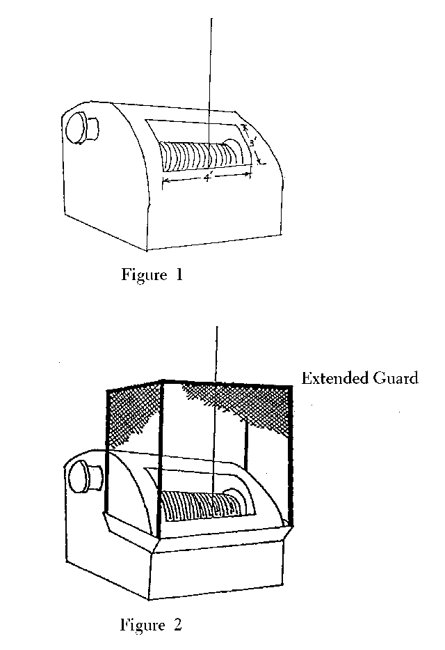 Figure 1. Drawworks drum and Figure 2. Drawworks drum with extended guard.