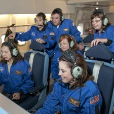 Photograph of team of pilots in cockpit