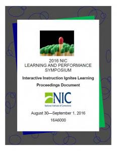 2016 NIC Learning and Performance Symposium Cover