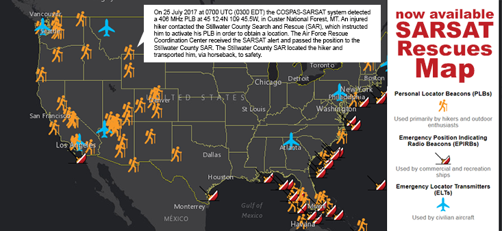 SARSAT Saves map