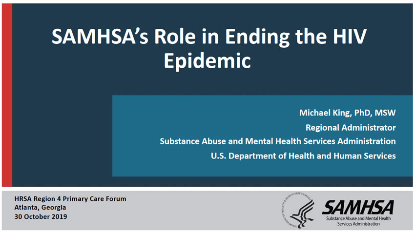 SAMHSA's Role in  Ending the HIV Epidemic
