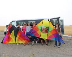 KITE-FLYING AND REMOTE SENSING WITH BOYS & GIRLS CLUB AND 4-H LEADERS IN LEWISTOWN, MONTANA