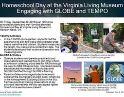 Thumbnail of PowerPoint slide entitled "Homeschool Day at the Virginia Living Museum: Engaging with GLOBE and TEMPO"