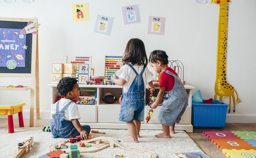 Young children enjoying in the playroom