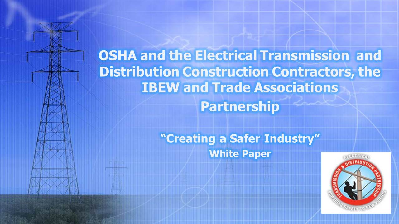 OSHA and the Electrical Transmission and Distribution Construction Contractors, the IBEW and Trade Associations Partnership - &quot;Electric Power Industry: Lighting the Way for Safety and Health Programs&quot; A Case Study