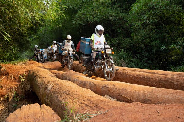 Delivering the measles vaccine to rural areas, like the remote Mongala province in the Democratic Republic of Congo, makes widespread vaccinations more difficult.