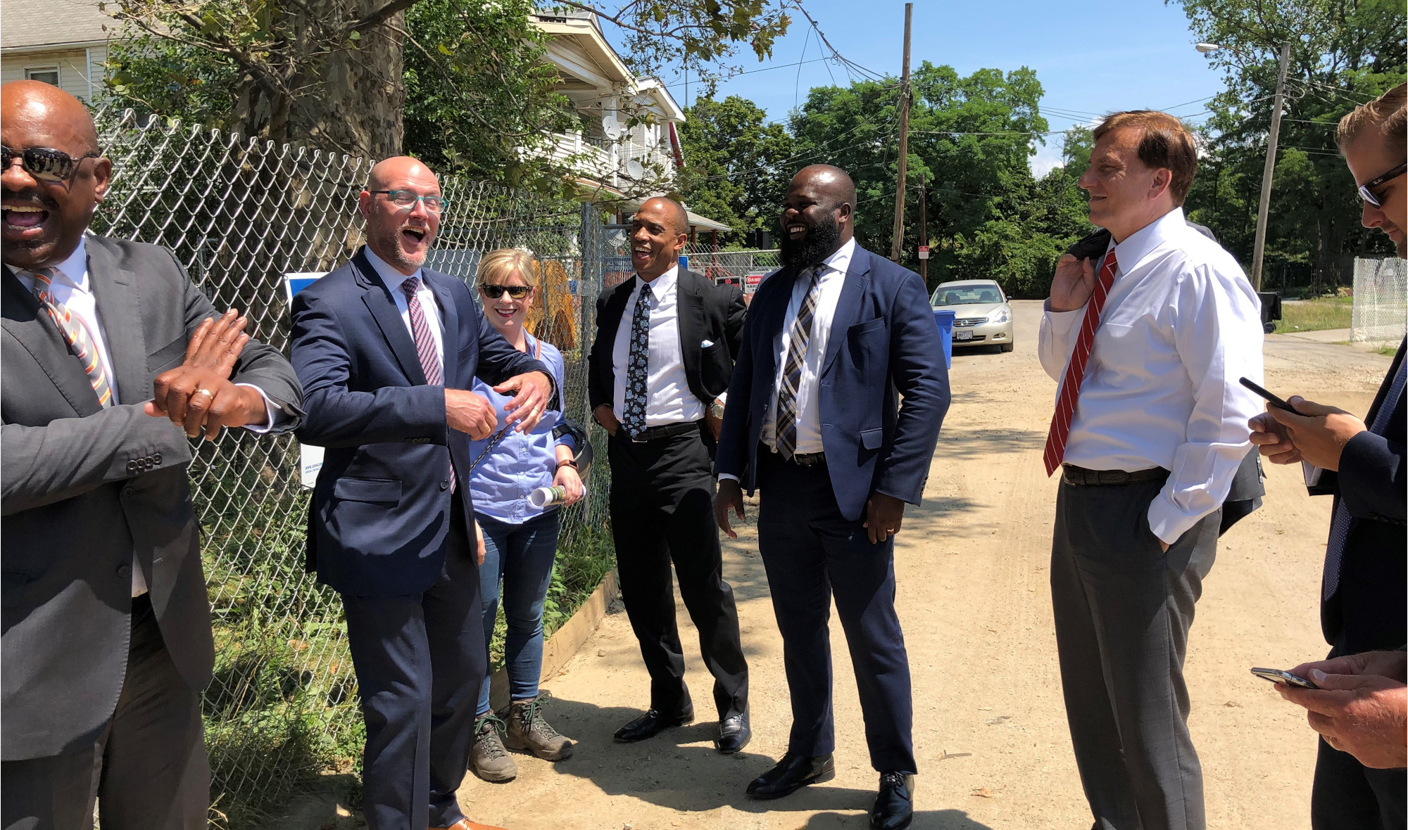 Executive Director Turner, Assistant Secretary Fleming, and Ja’Ron Smith, Deputy Assistant to the President, tour an Opportunity Zone project in Tremont, South Cleveland, OH