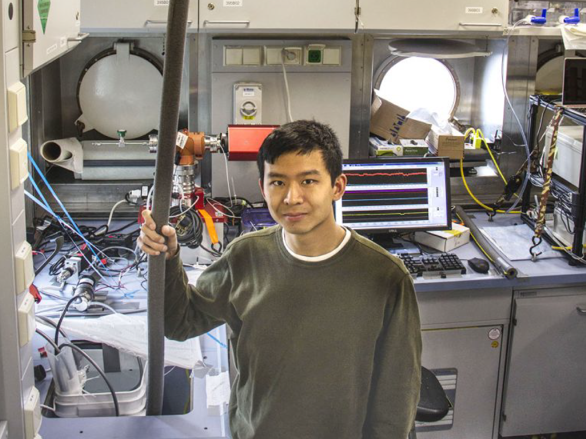 Seaver Wang supplies water to a mass spectrometer