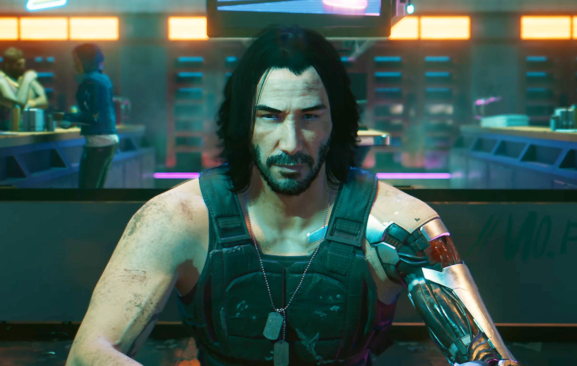 Keanu Reeves as Johnny Silverhand in Cyberpunk 2077.
