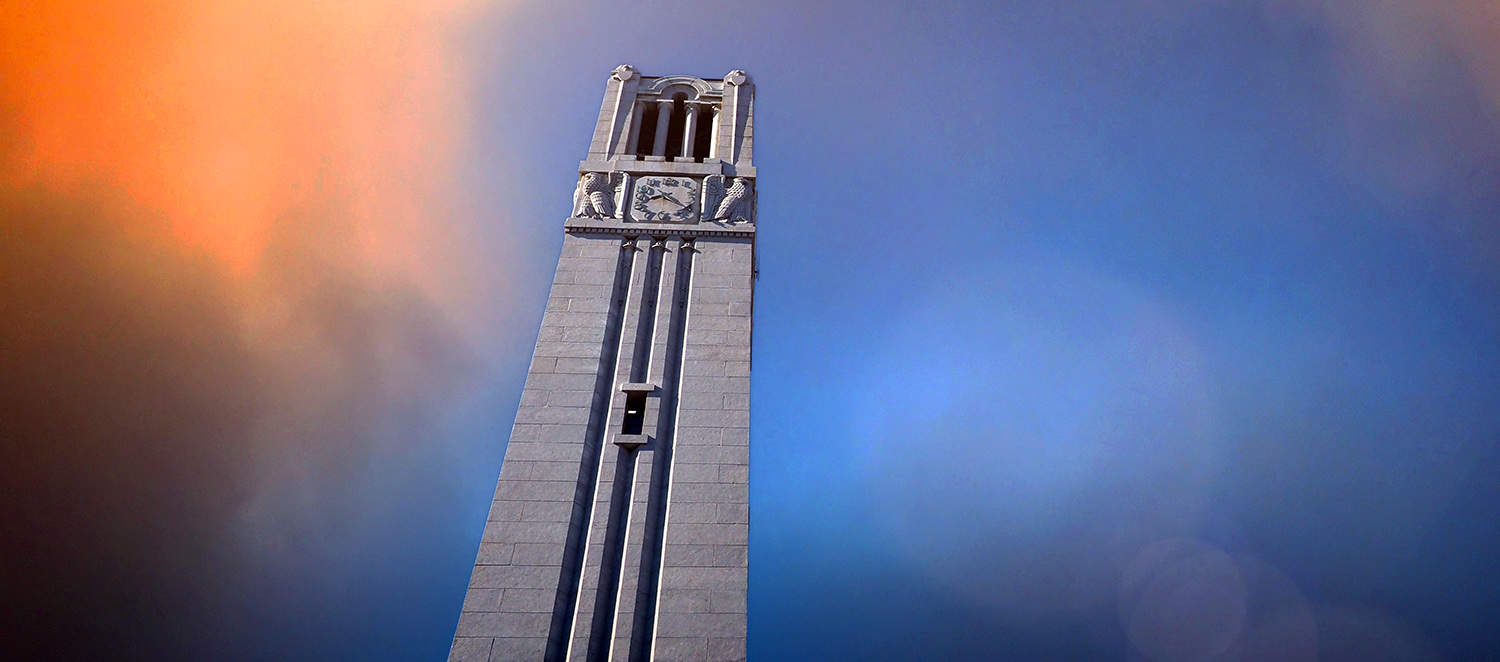 The NC State belltower on main campus.