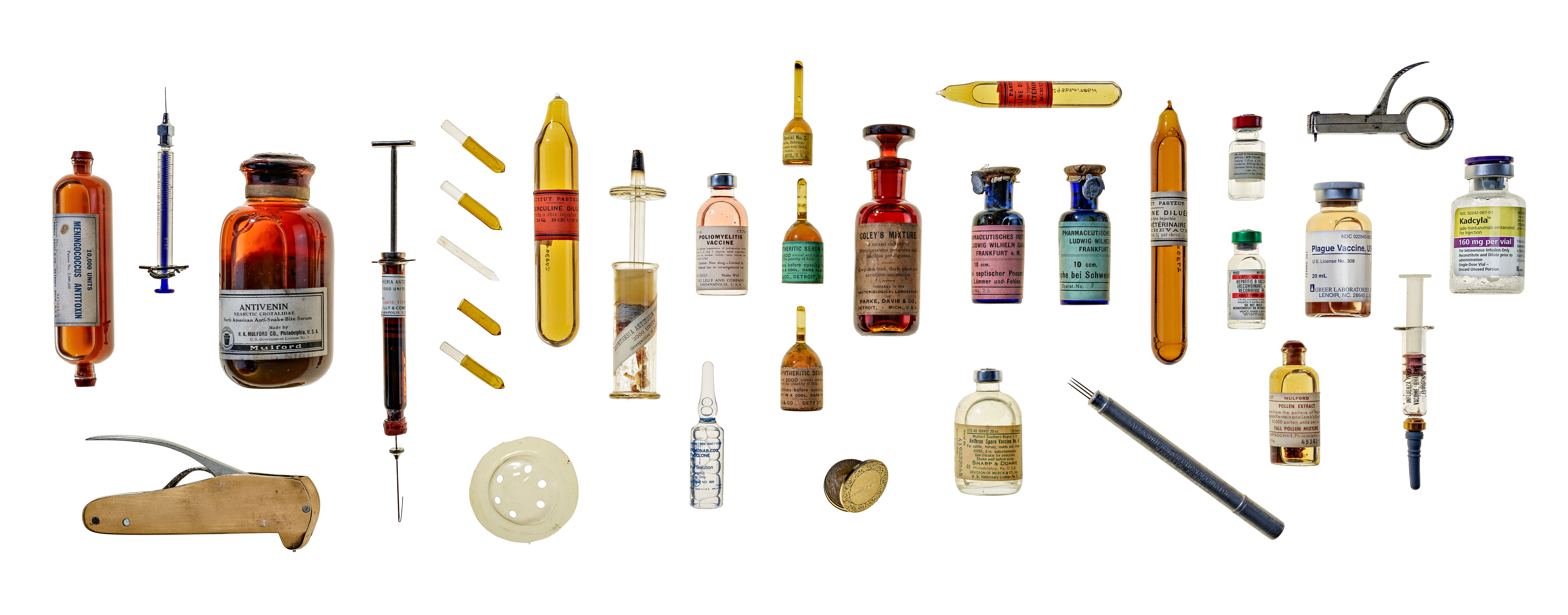 Various bottles and medical instruments