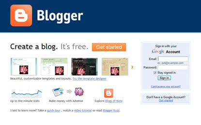 Screenshot of blogger.com