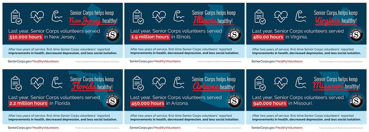 Senior Corps state longitudinal study graphics collage