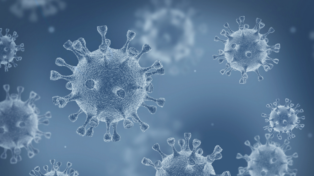 microscopic illustration of covid viruses