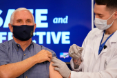 Vice President Mike Pence receives a COVID-19 vaccine shot at the Eisenhower Executive Office Building on the White House complex, December 18, 2020, in Washington, DC [Andrew Harnik/AP Photo]