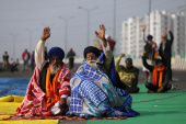 Farmers protest against new farm laws on the outskirts of New Delhi, India [File: Reuters]