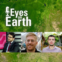 Brazilian and U.S. researchers, pictured with the logo for the USGS EROS podcast Eyes on Earth