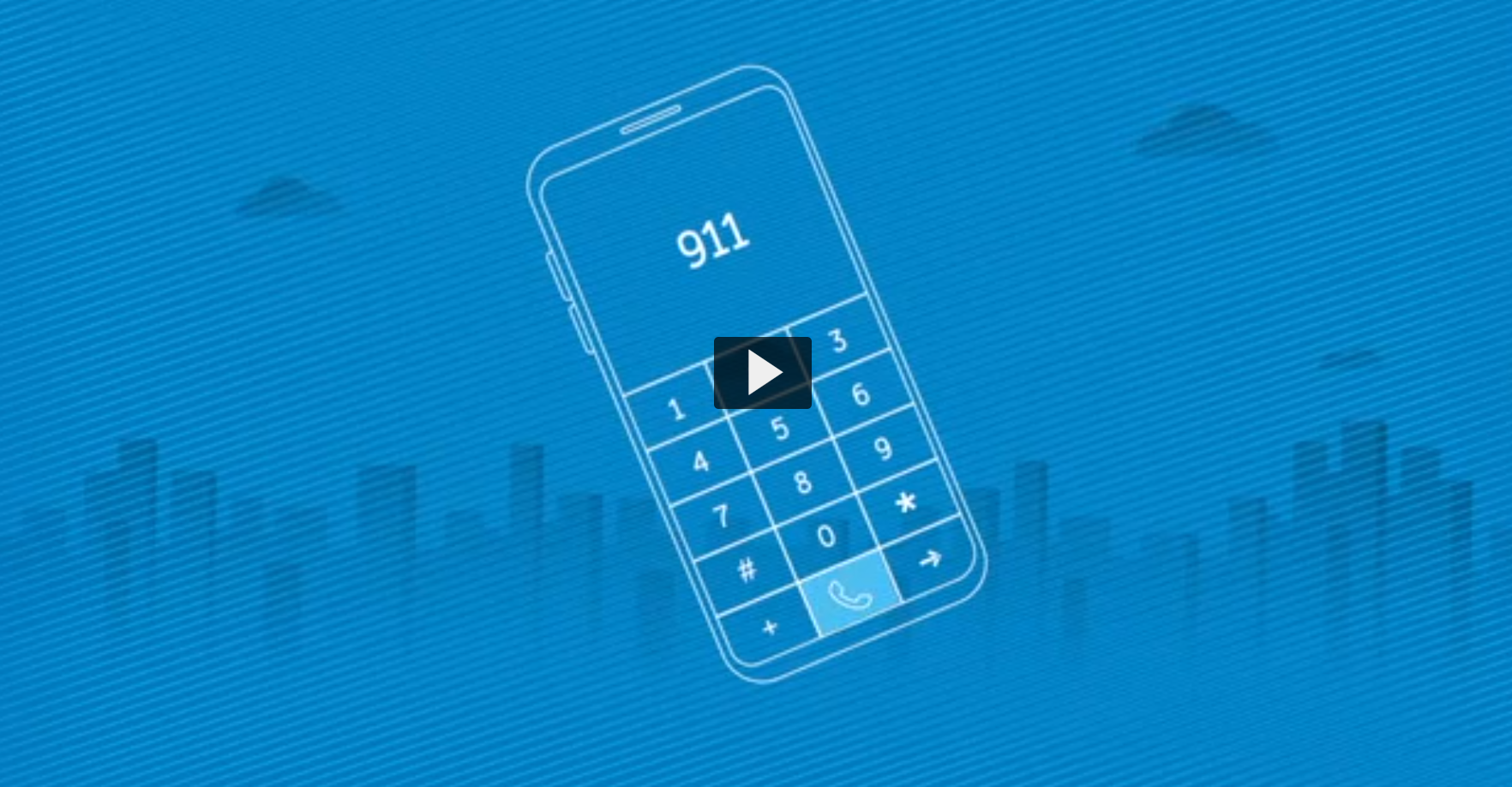 Screenshot of a video with a blue background and illustrated smartphone. Text on the smartphone reads 9-1-1.