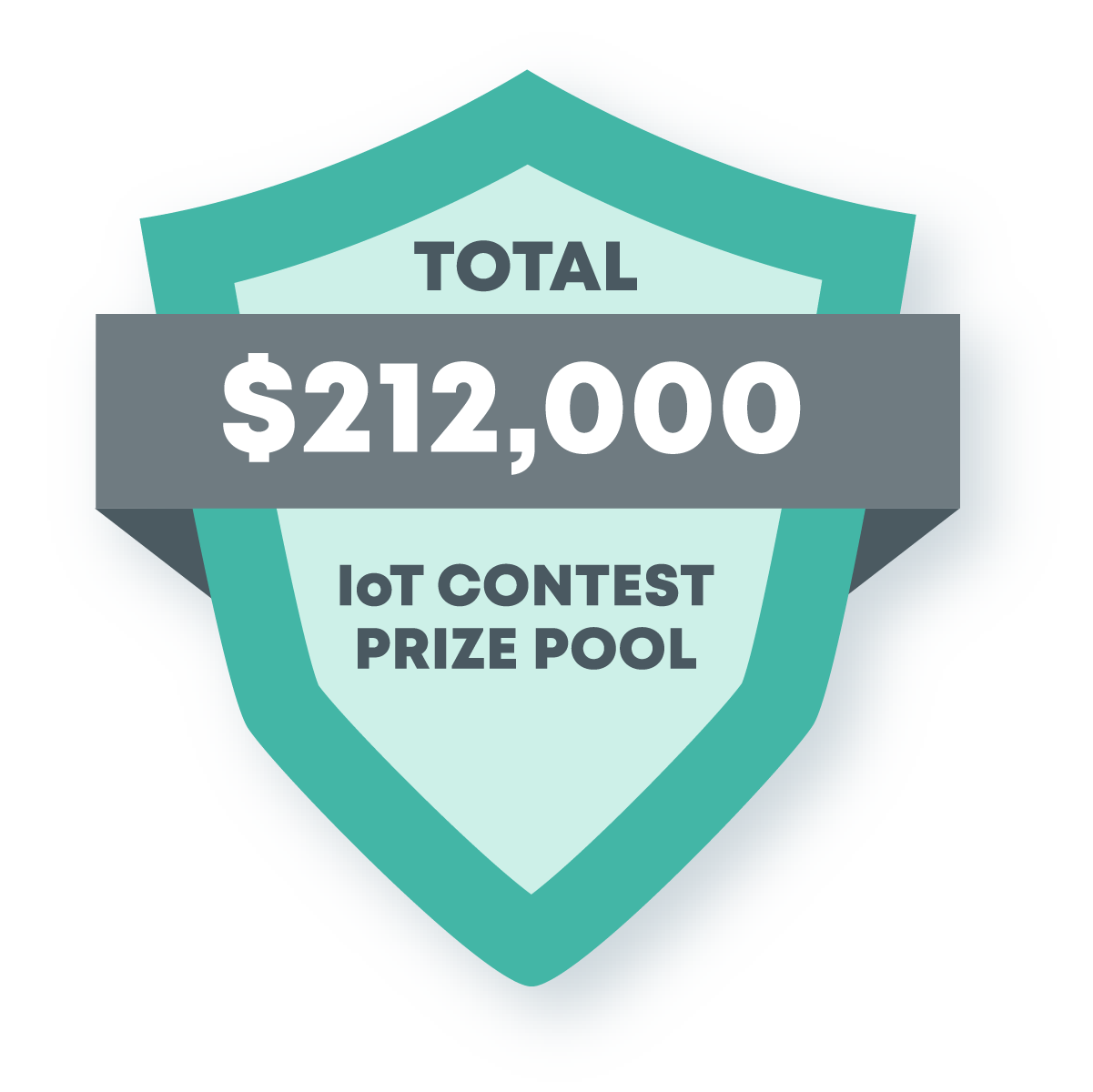 This image contains a shield announcing a total of $212,000 in the IoT contest prize pool.