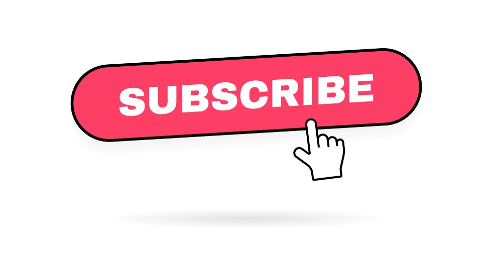 Subscribe geometric button label for videos channel.