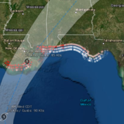Coastal change forecast map for Hurricane Zeta Oct. 27, 2020