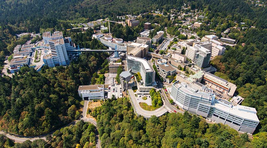 Aerial view of the OHSU Marquam Hill campus