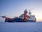 the Polarstern icebreaker frozen into Arctic sea ice