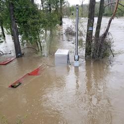 Submerged equipment during Michigan flooding